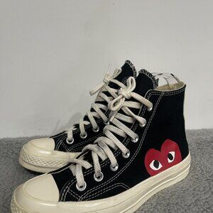 Converse Chuck Taylor Hi PLAY Comme Des Garcons Shoes Mens Size 4 Black Heart